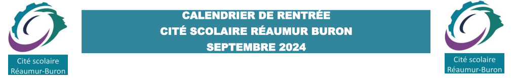 Calendrier de rentrée – Septembre 2024